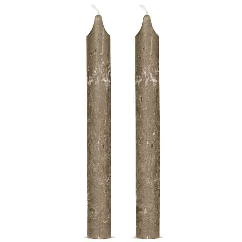 Rustic Set of 2 Soy Blend Dinner Candles, Olive Green
