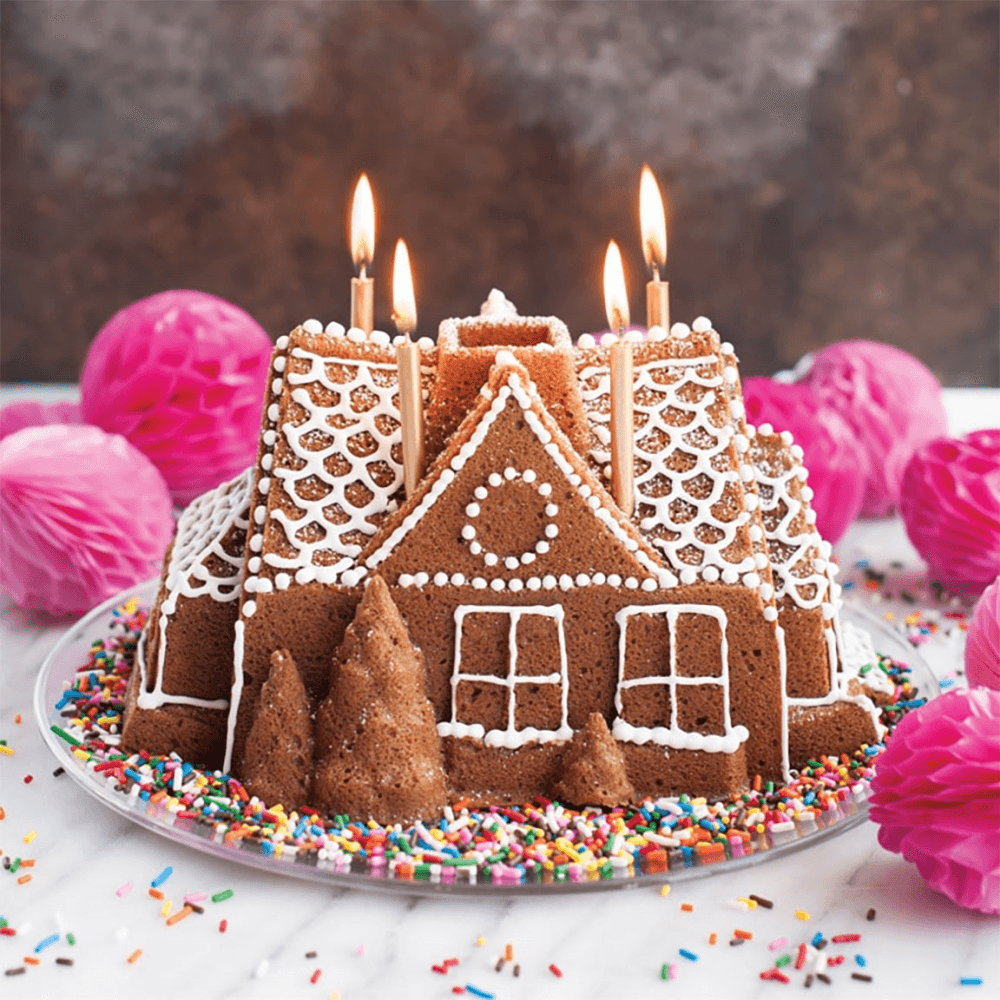 Holiday Cast Gingerbread House Bundt Pan, Silver