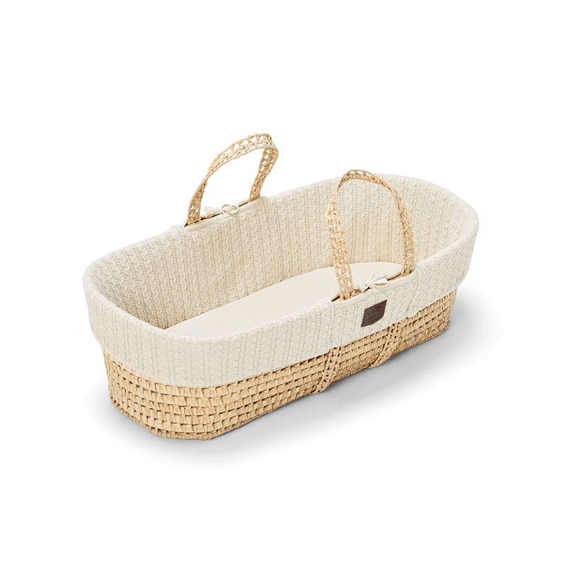 Natural Cable Knit Moses Basket and Natural Rocking Stand