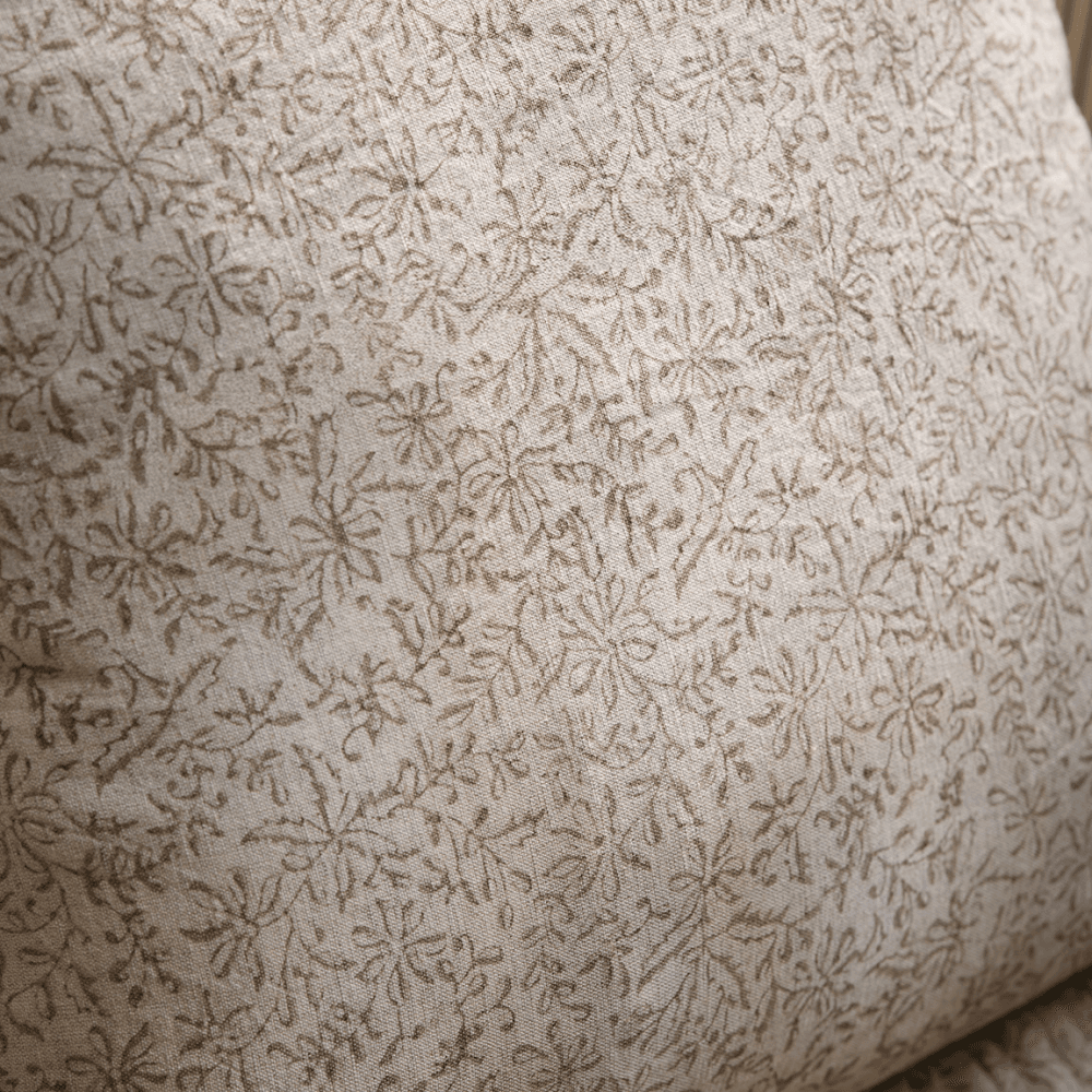Indira Hand Block Printed Cushion Cover, Neutral
