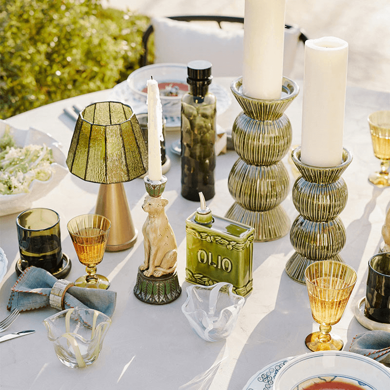 Katskhi Candle Holders Pair, Green