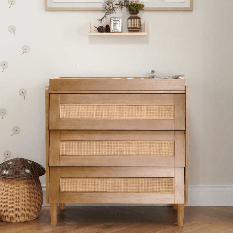 Japandi 2 Piece Nursery Set, Light Oak Rattan