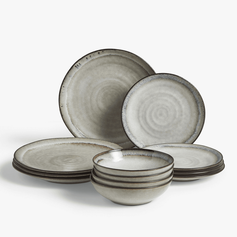Swirl 12 Piece Dinner Set, Off White