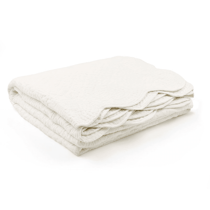 Nina Scalloped Quilted Cotton Bedspread, White