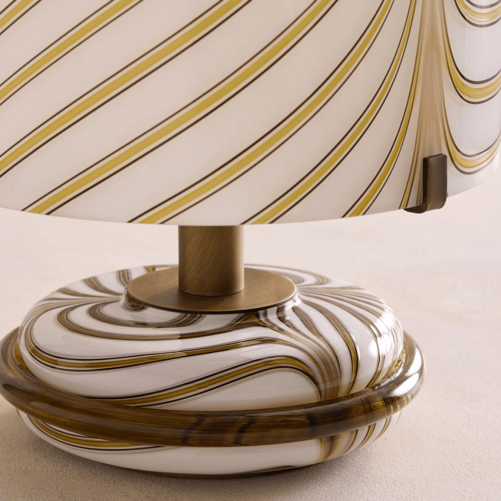Francesco Table Lamp, Italian Murano Glass & Antique Brass