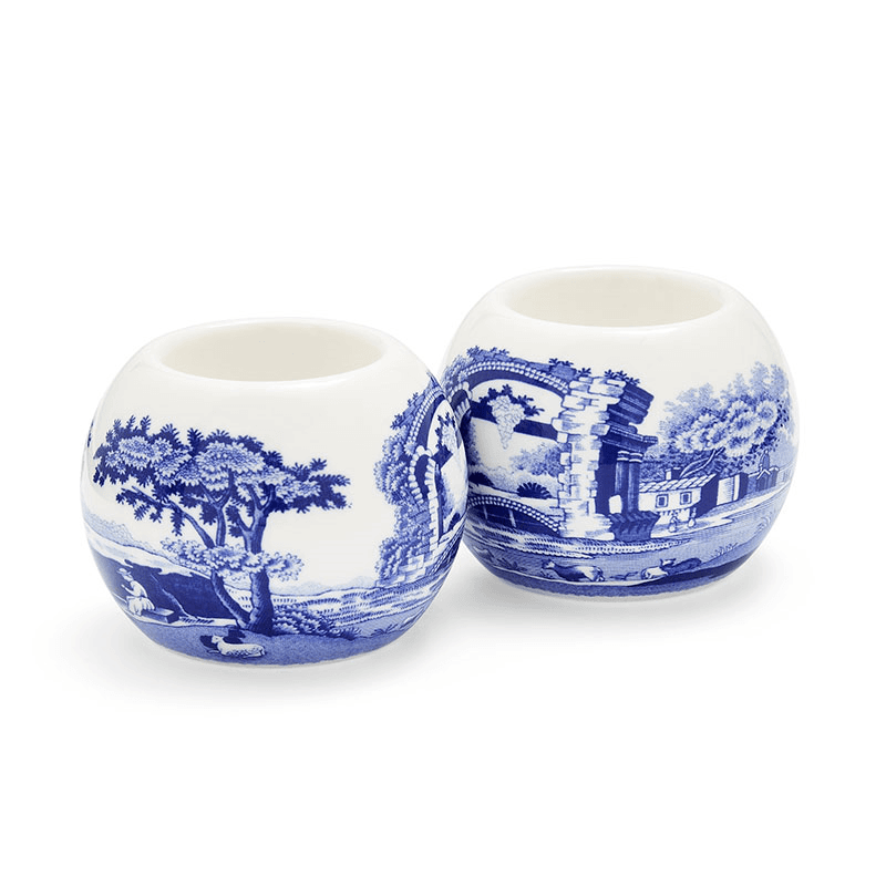 Blue Italian Set of 2 Tealight Holders, Blue
