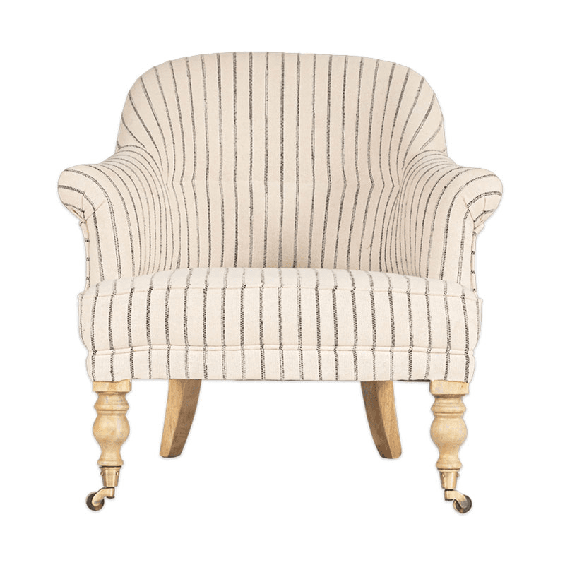 Sanja Stripe Armchair, Off White & Charcoal