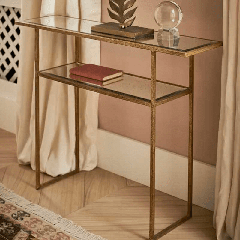 Merle Console table, Antiqued Glass