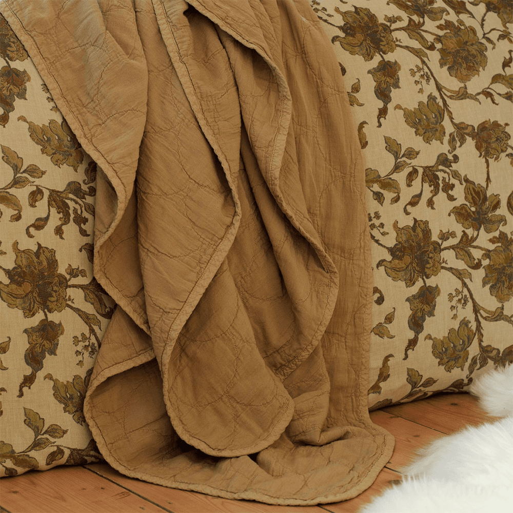 Milo Cotton Quilted Throw, Mustard