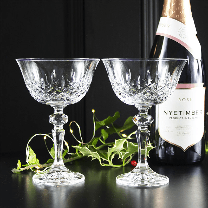 London Set of 2 Champagne Coupes, Clear