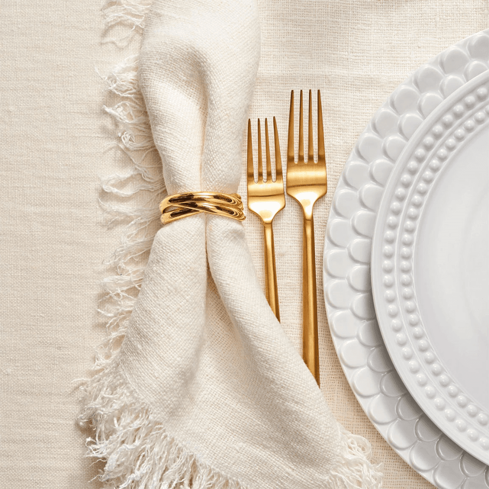 3 Rings Set of Napkin Rings, Gold