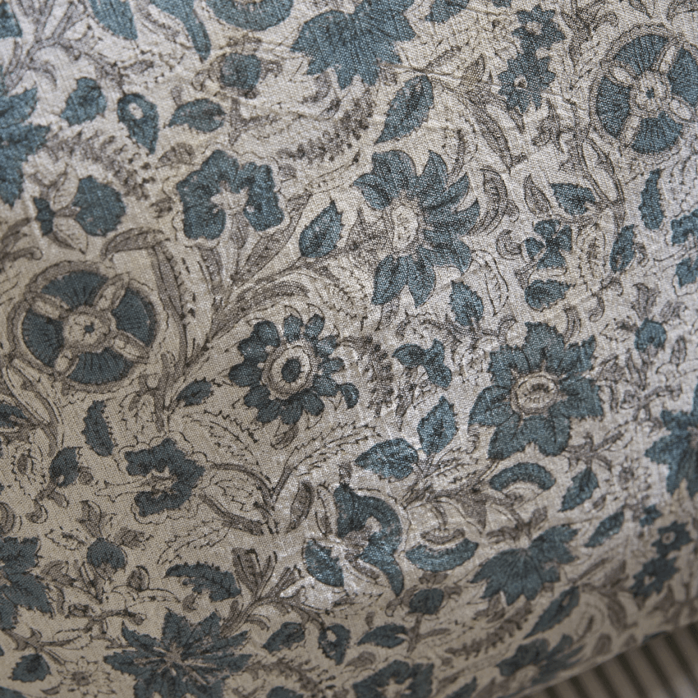 Isha Hand Block Printed Cushion Cover, Blue