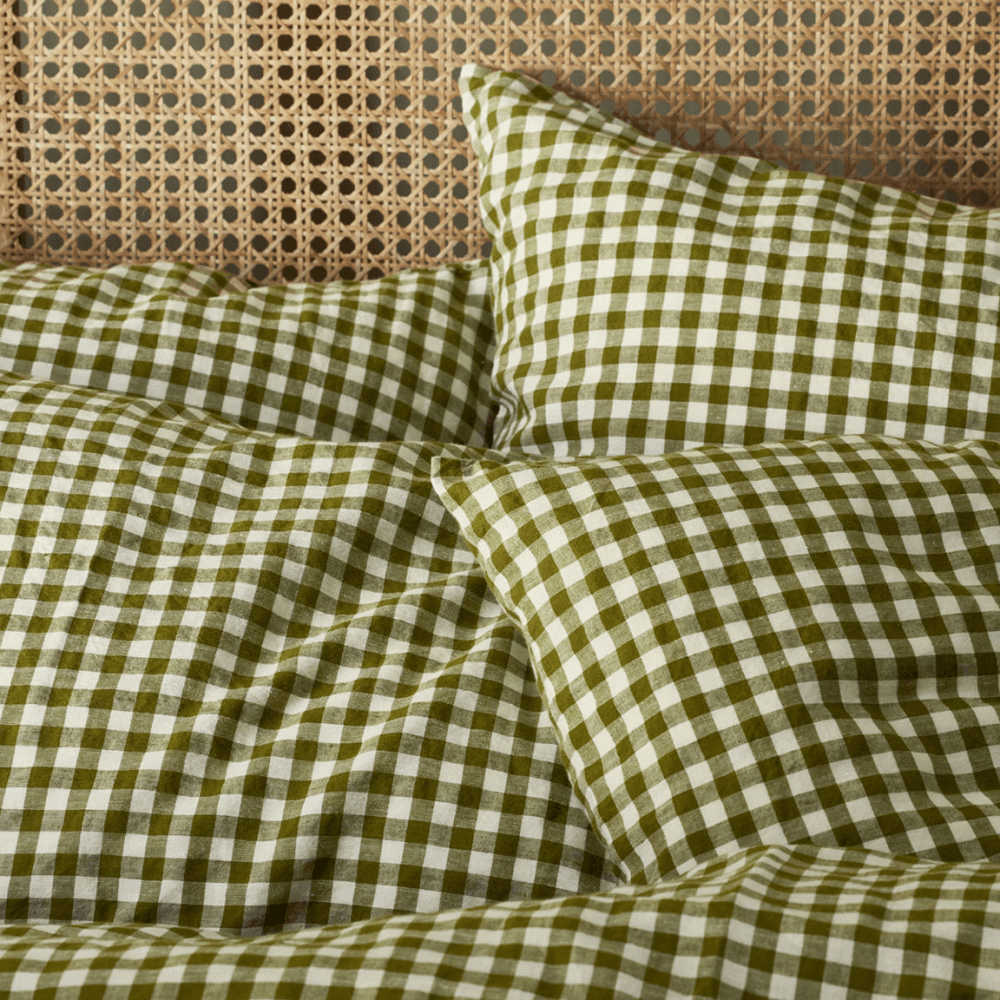 Gingham Linen Blend Pair of Pillowcases