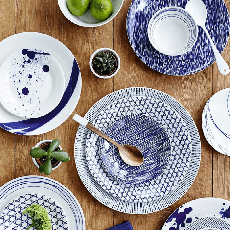 Pacific Mixed Dinnerware Set, Blue/White