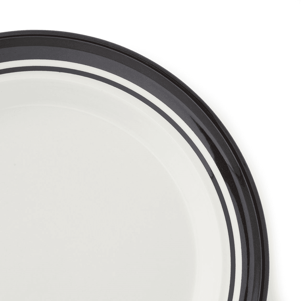 Potters Stripe Set of 4 Dinner Plates, Black