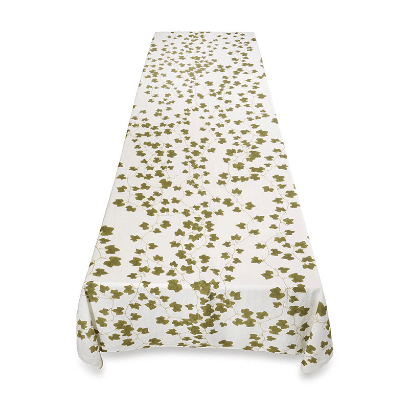Ivy Herbarium Linen Tablecloth, Green