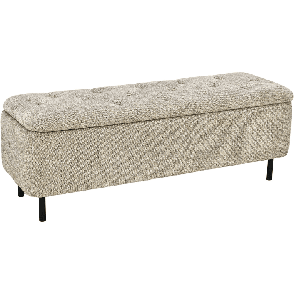 Else Textured Buttoned Storage Ottoman, Mocha Marl Chenille