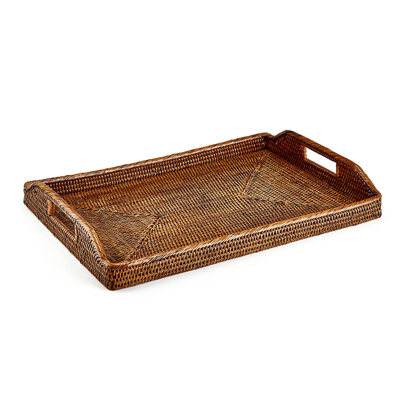 Rattan Serving Tray, Brown