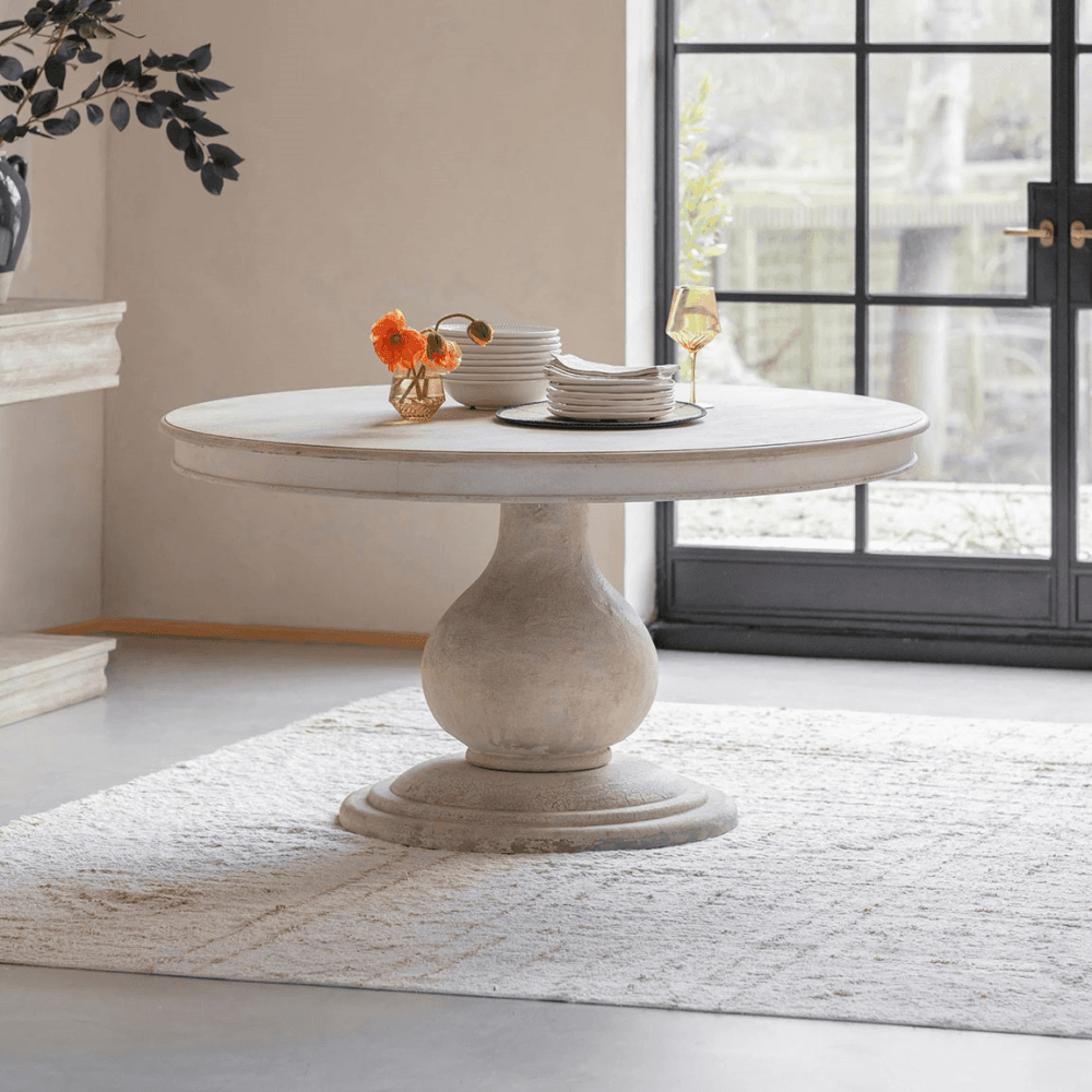 Upton Round Dining Table, Brown