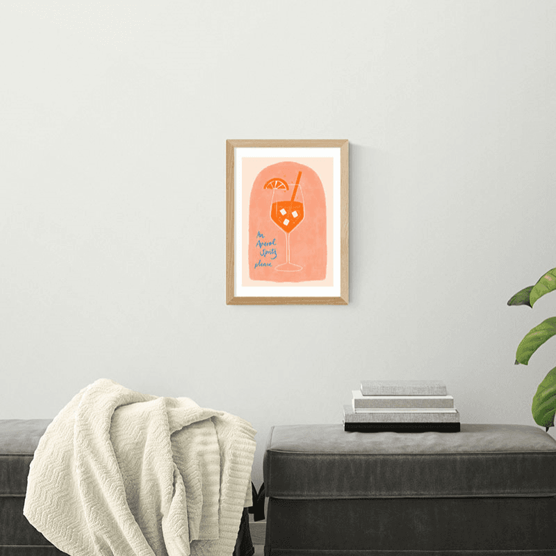 Emmy Lupin Studio Aperol Print, Oak Frame