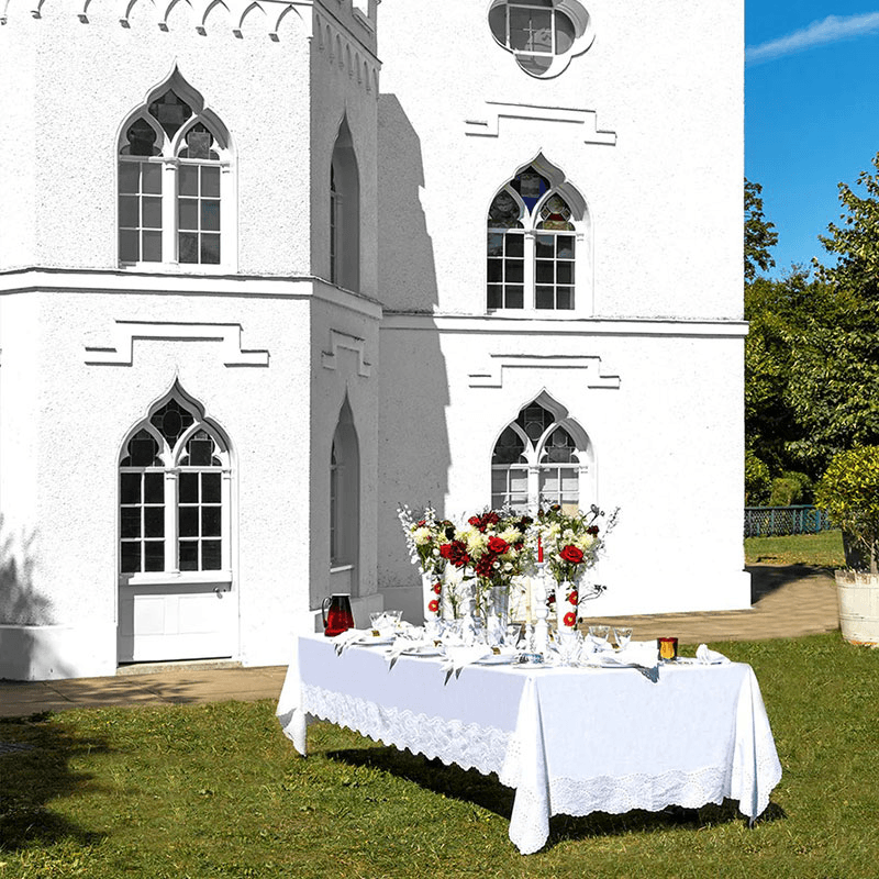 Broderie Anglaise Linen Tablecloth, White