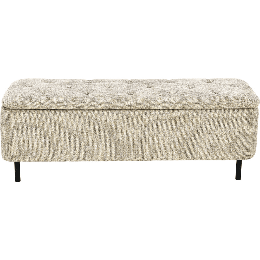 Else Textured Buttoned Storage Ottoman, Mocha Marl Chenille