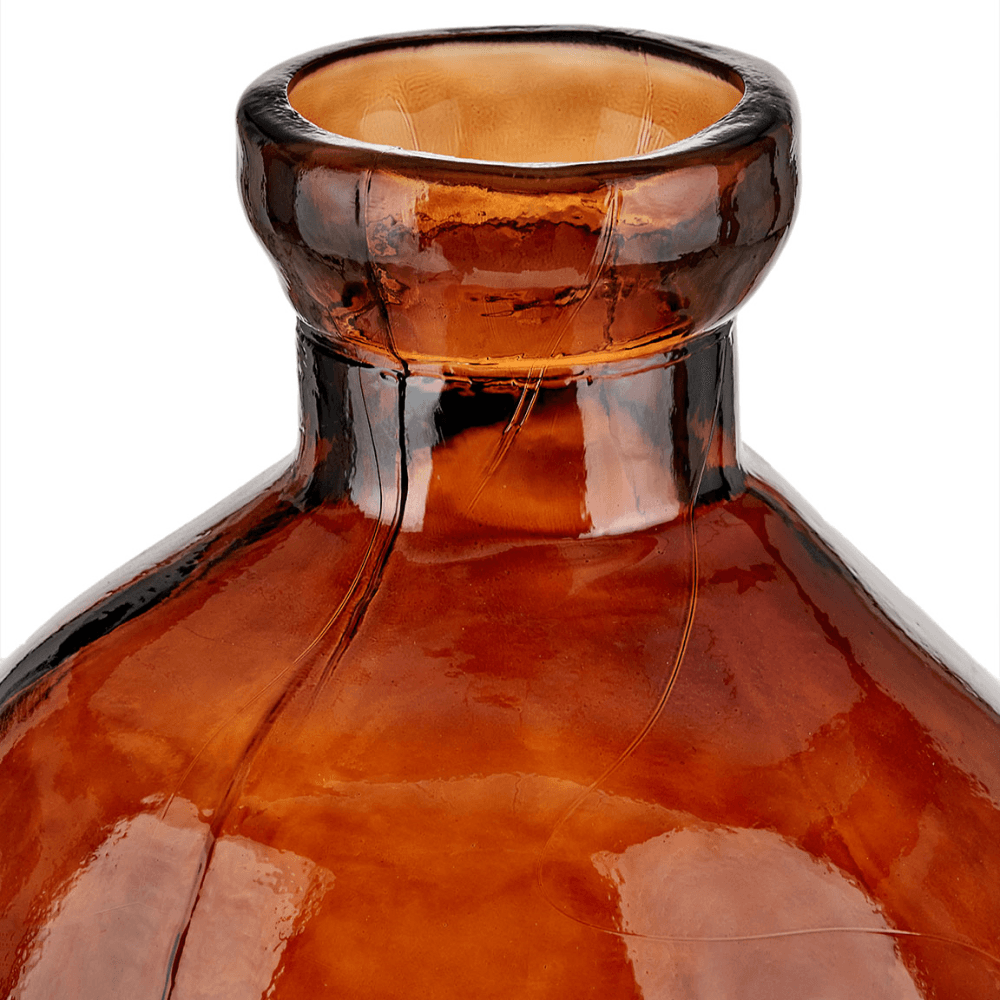 Organic Shaped Recycled Glass Tall Vase, Pecan Brown
