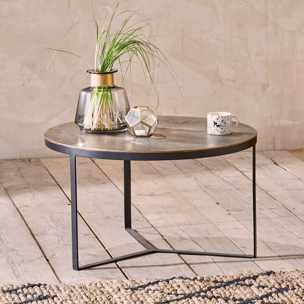 Maba Coffee Table, Antique Brass