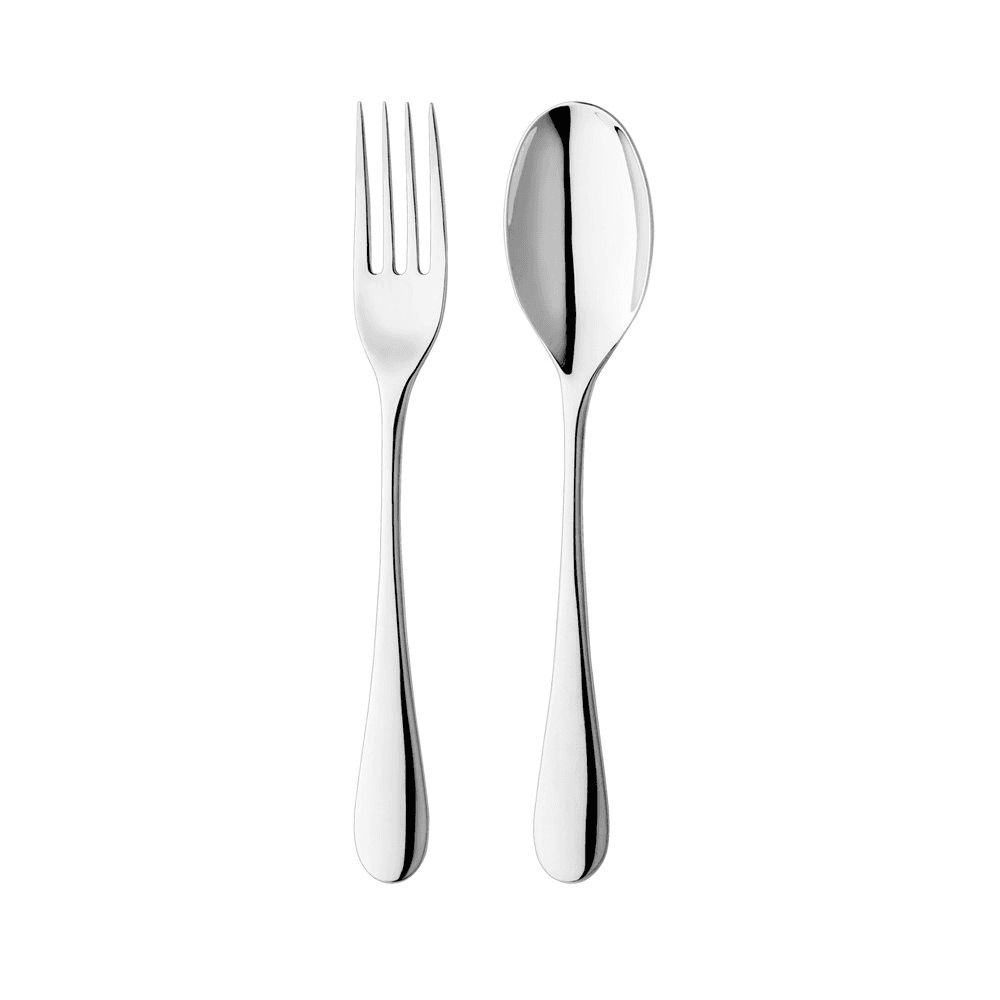 Mulberry Serving Fork and Spoon Set, Mirror Finish Stainless Steel