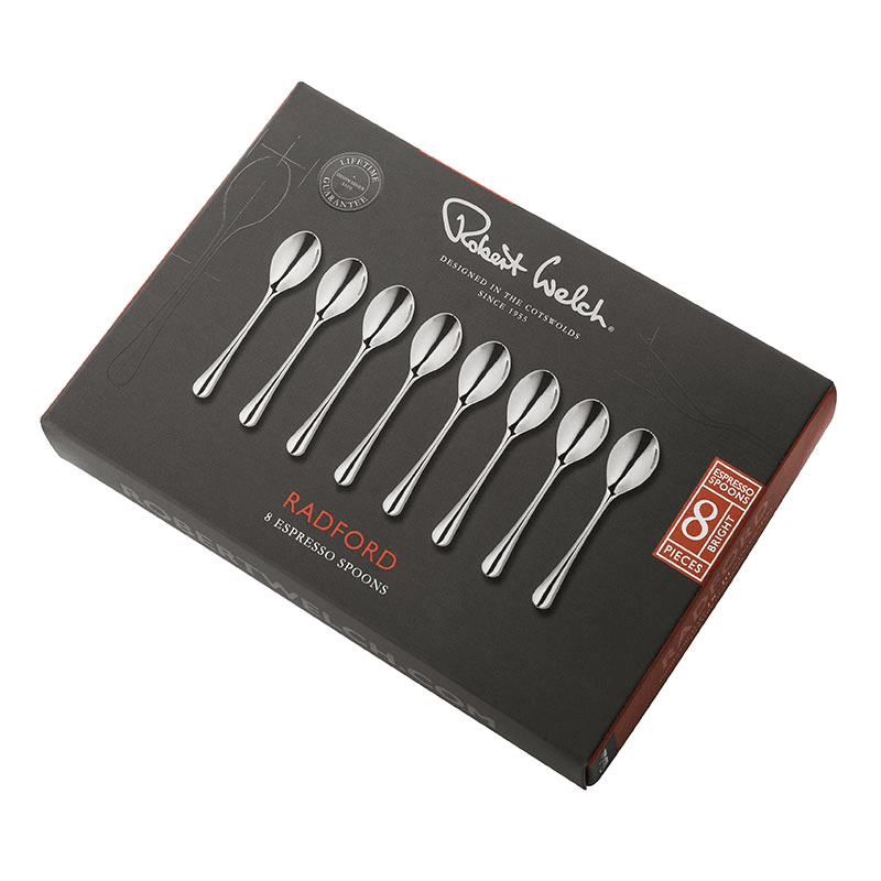 Radford Bright 8 Piece Espresso Spoon Set, Stainless Steel