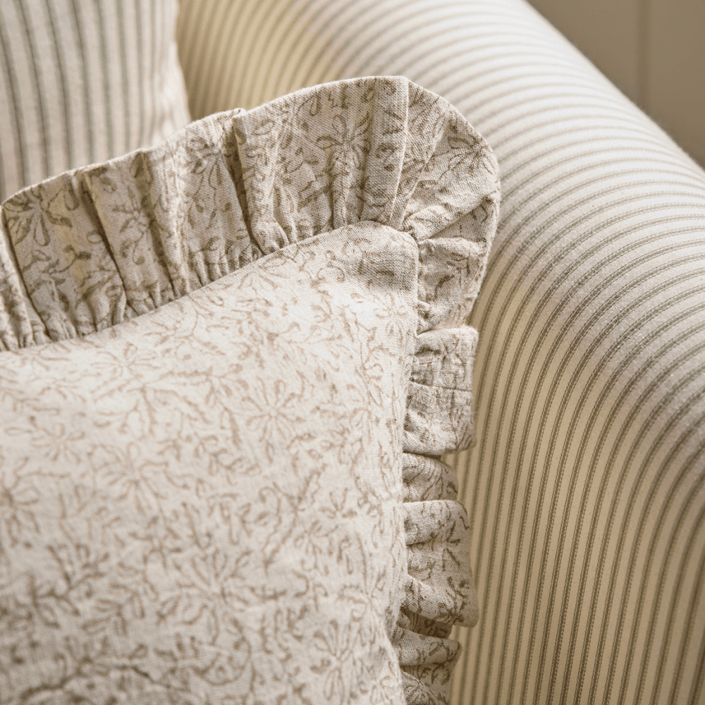 Indira Hand Block Printed Cushion Cover, Neutral