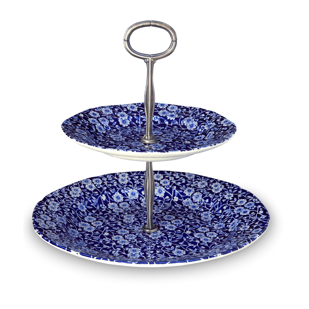 Calico 2 Tier Cake Stand, Blue