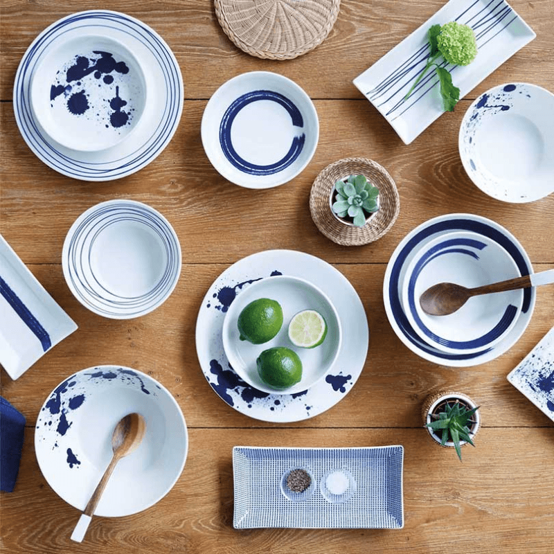 Pacific Mixed Dinnerware Set, Blue/White