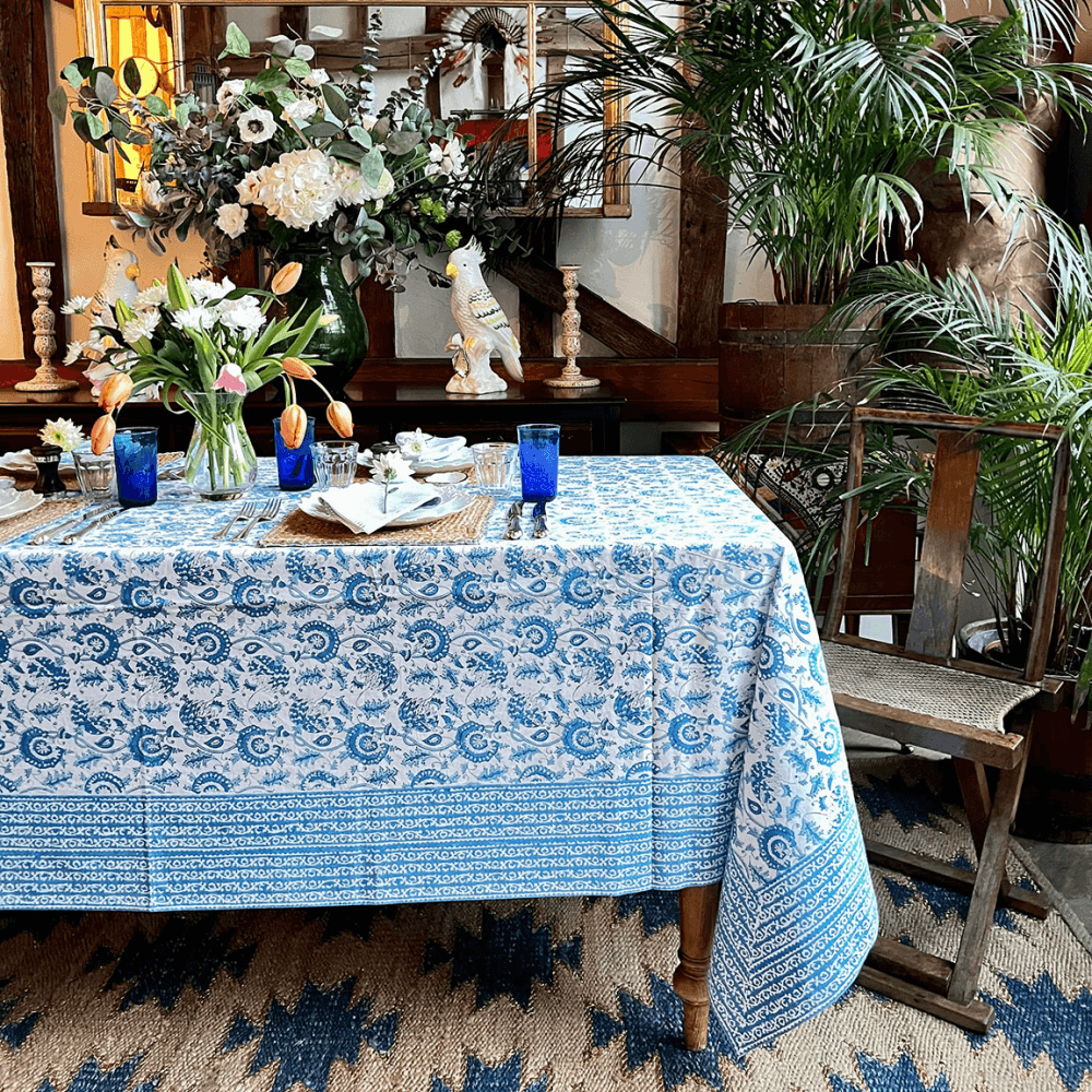 Suzani Tablecloth, Blue