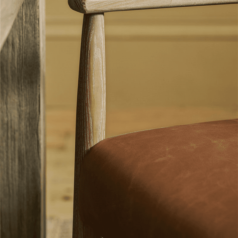 Rowden Leather Dining Chair, Ash Wood