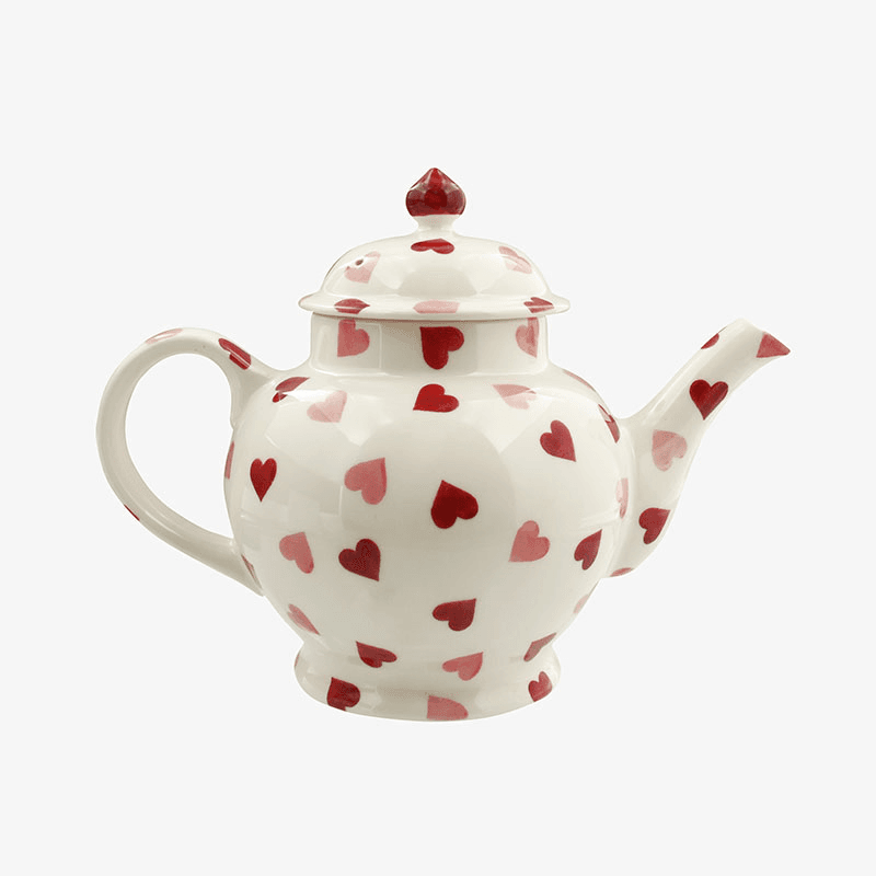 Pink Hearts Teapot, Cream