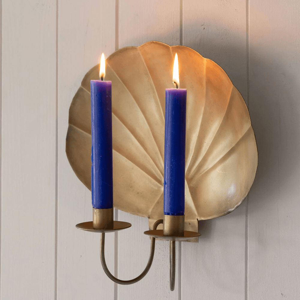 Shell Wall Sconce, Antiqued Brass