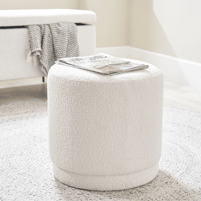 Sassari Boucle Pouffe, White