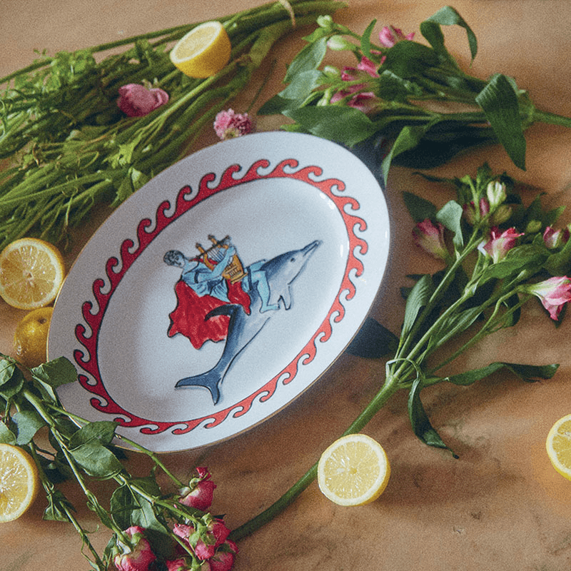 Il Viaggio Di Nettuno Dolphin Oval Flat Platter