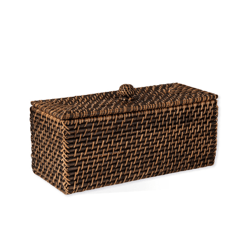 Image showing the Wittering Rattan Rectangular Storage Box, Antique Brown product.