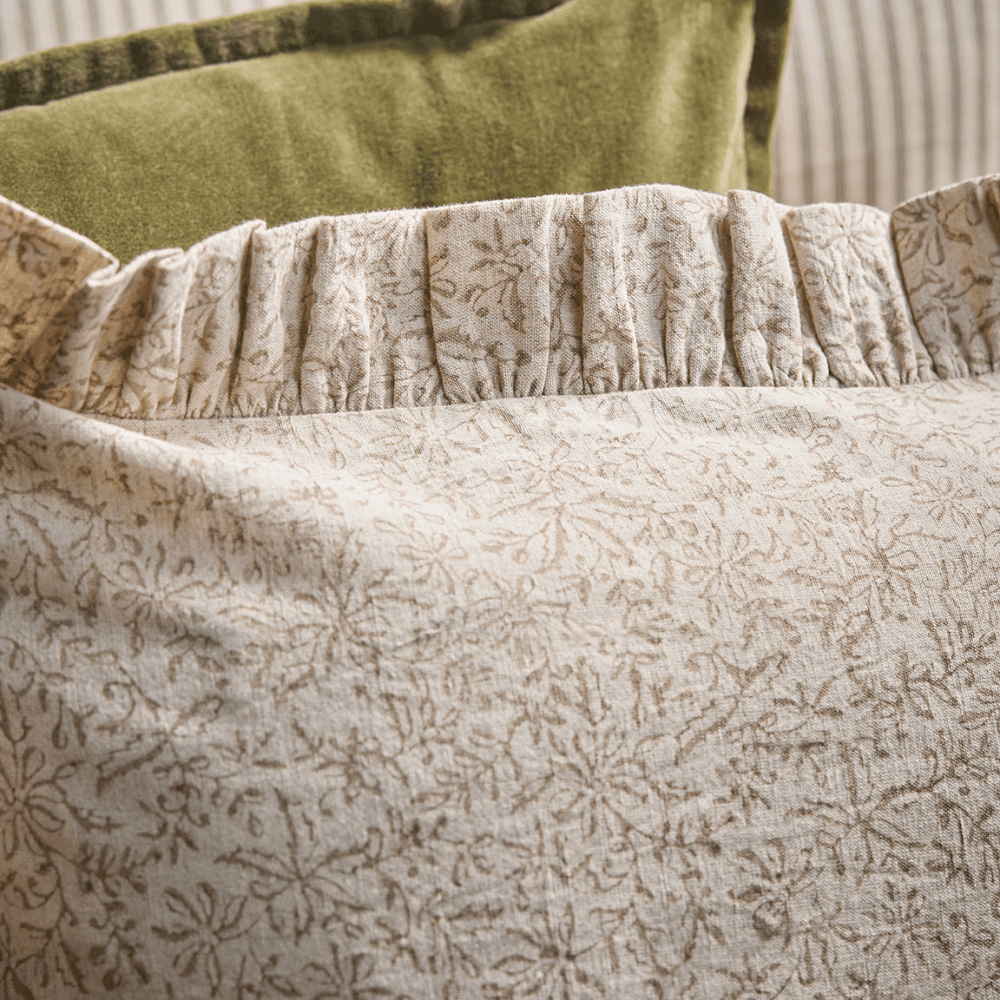 Indira Hand Block Printed Cushion Cover, Neutral