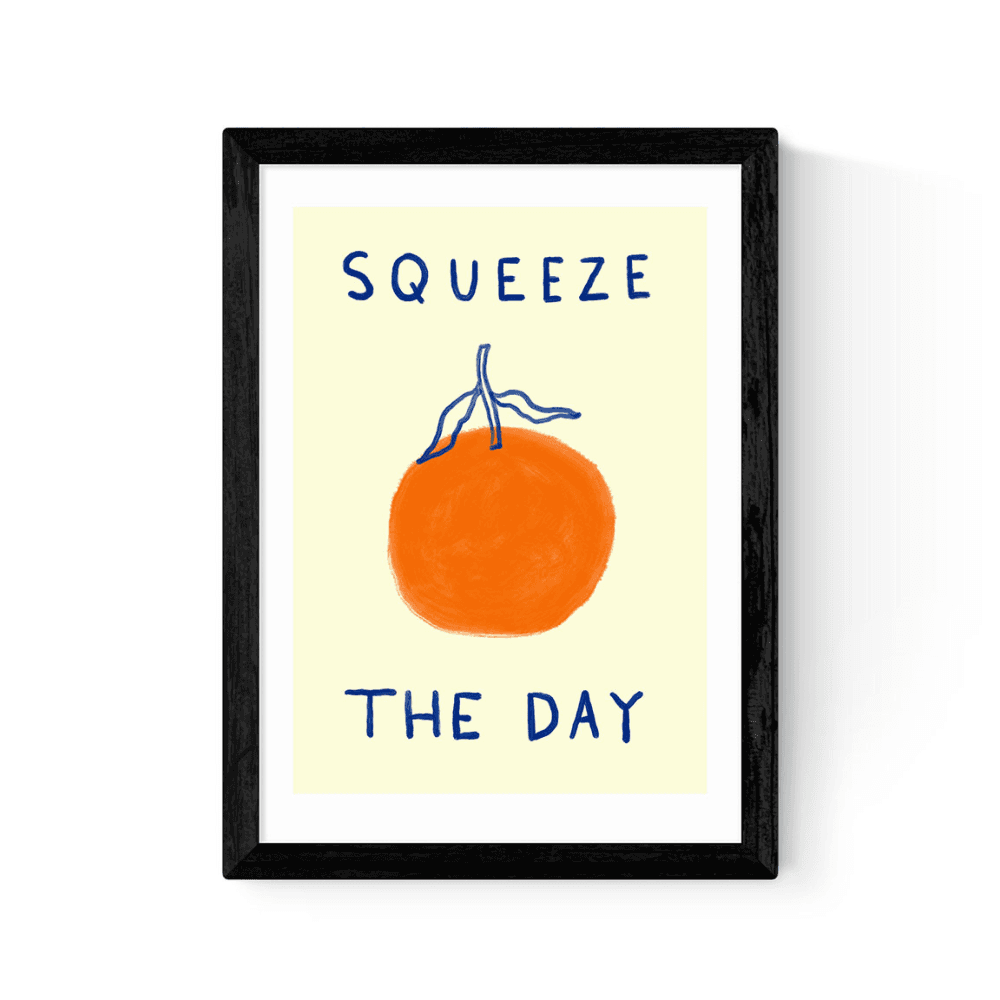 She Snacks and Paints Squeeze The Day Orange Print, Black