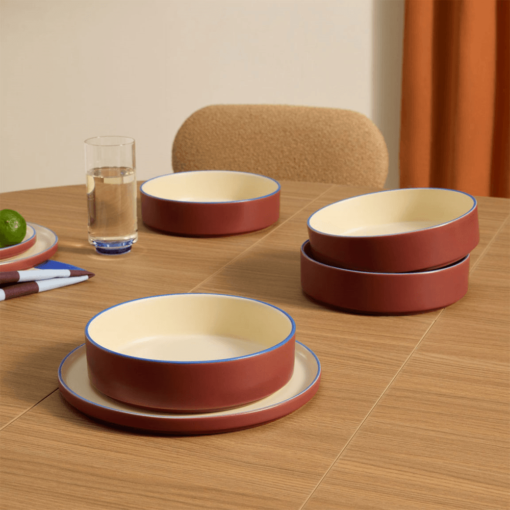 Modern Studio Set of 4 Pasta Bowls, Brown