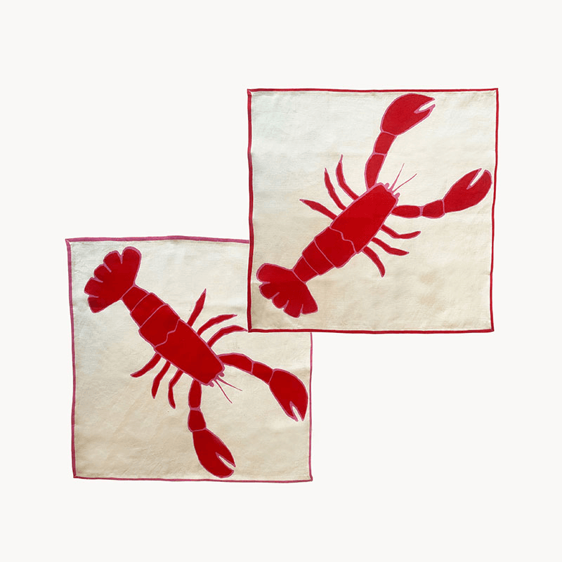 Lobster Set of 2 Napkins, Red