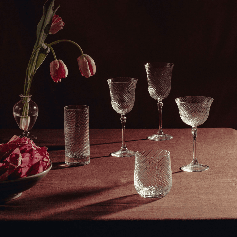 Julia Set of 6 Crystal White Wine Glasses