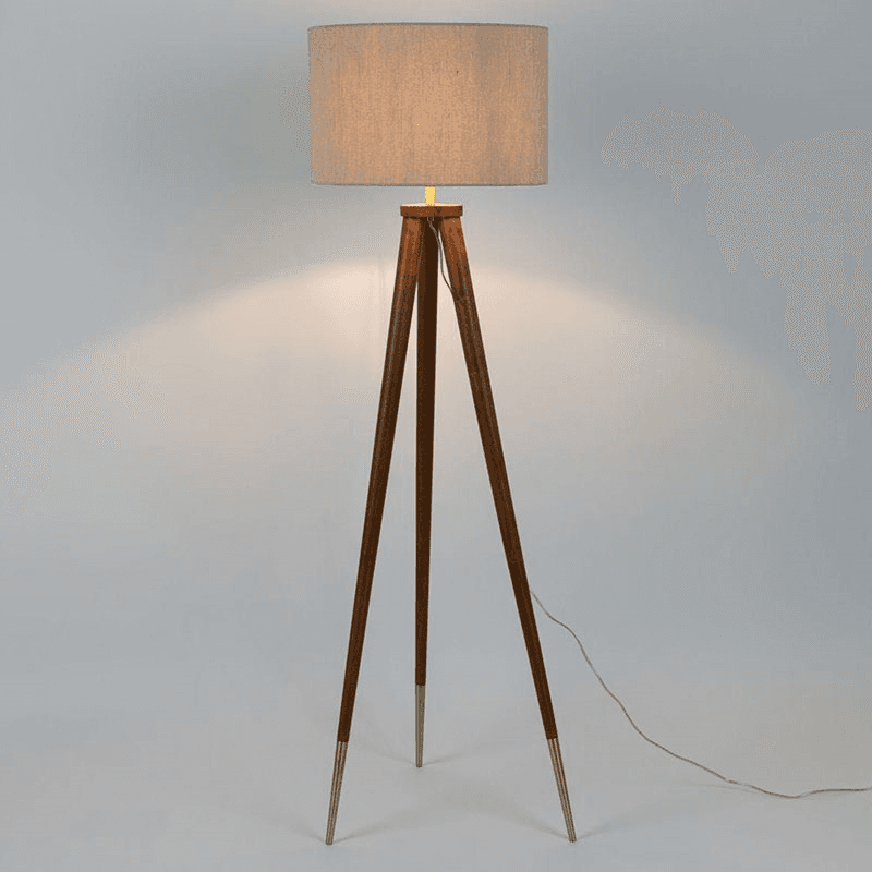 Hawkins Tripod Floor Lamp with Shade, Walnut