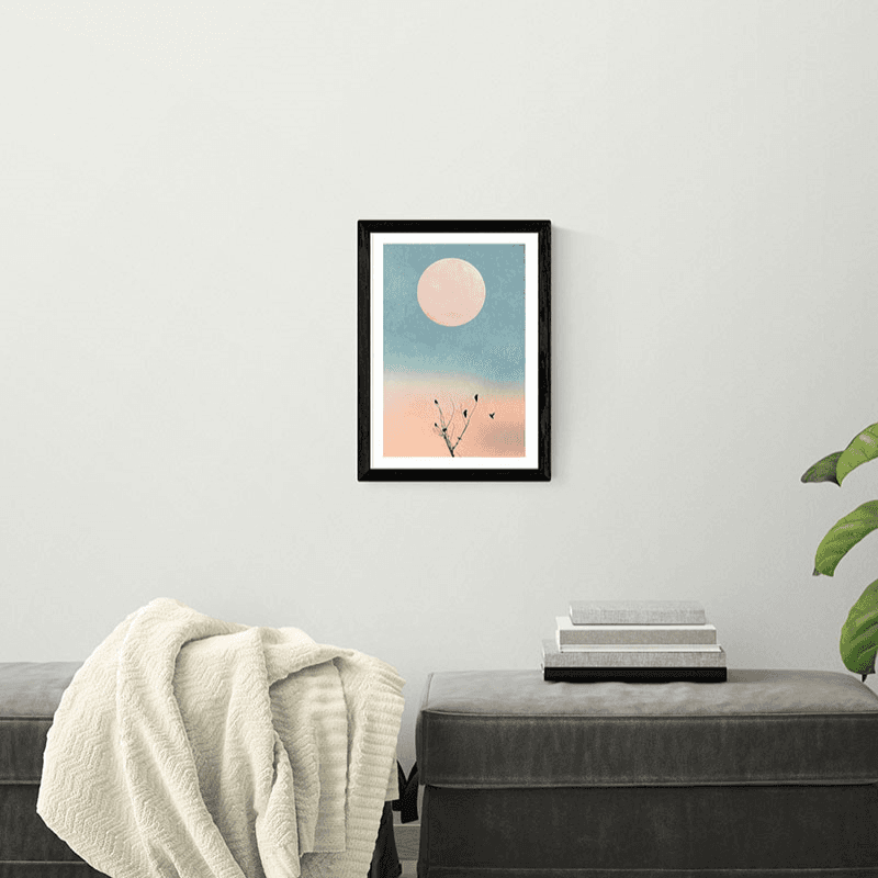 Kubistika Waking Up Warm Print, Black Frame