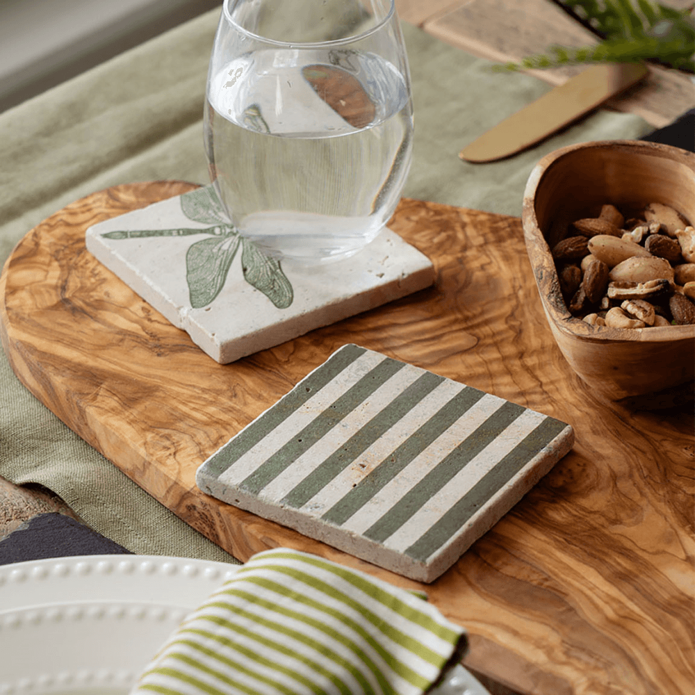 Stripe Set of 4 Coasters, Green