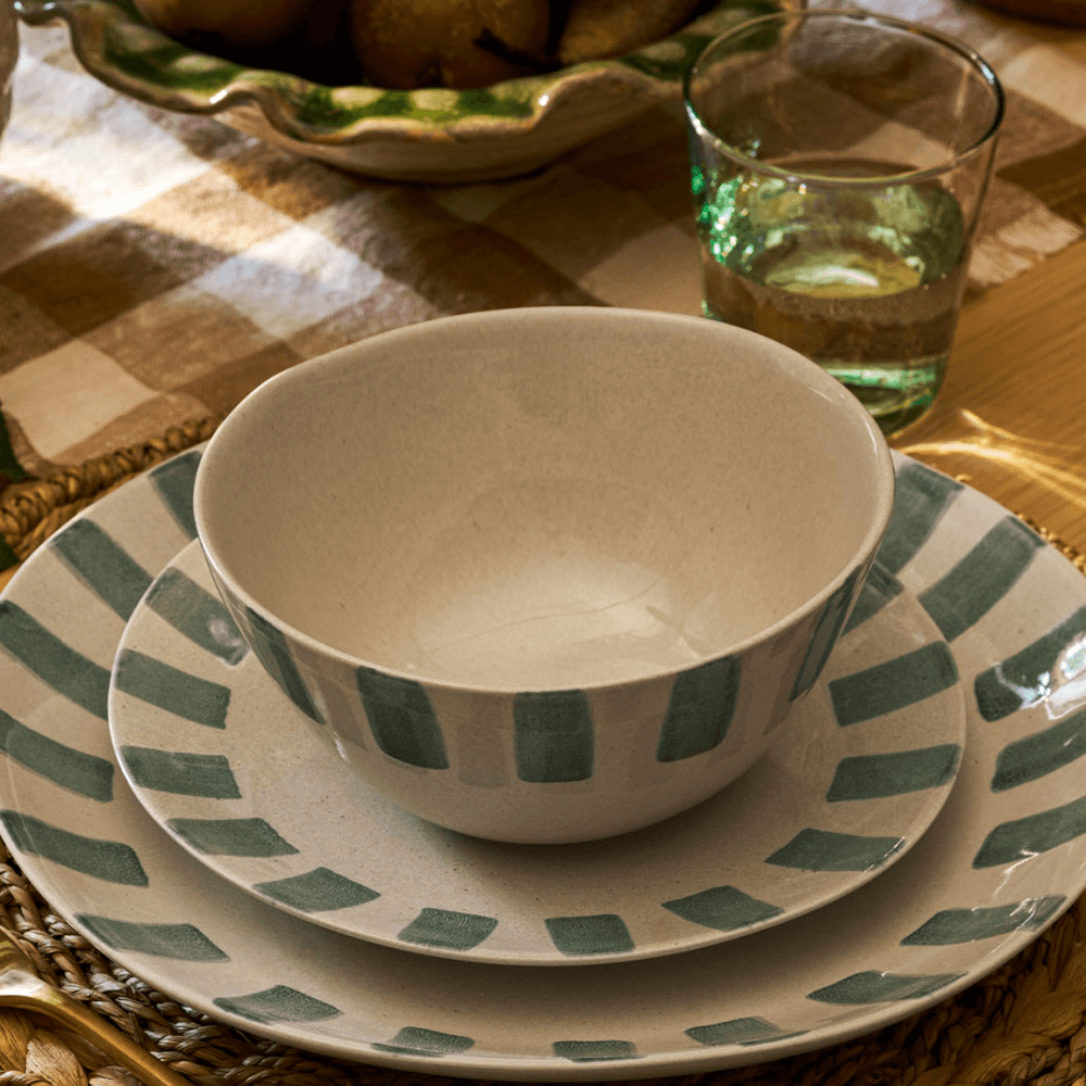 Cranwell Stripe Edge Bowl, Fern