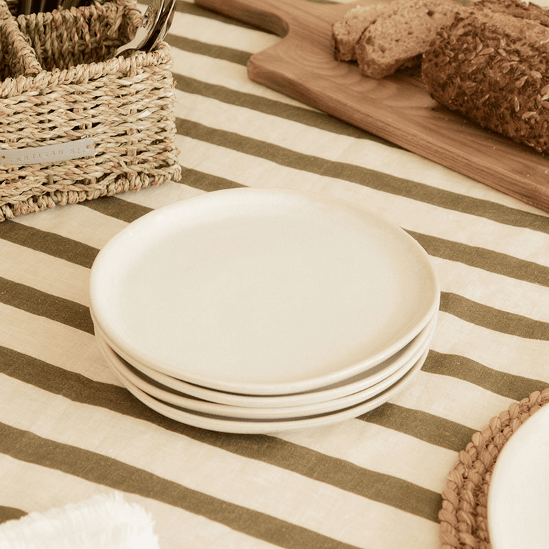 Organic Set of 4 Side Plates, Cream